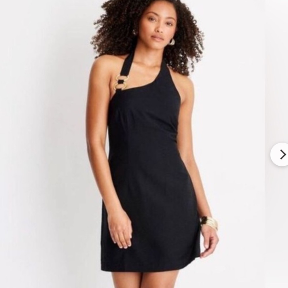 Future collective x Jenee Taylor One-Shoulder Black Mini Dress size 16 Gold Ring